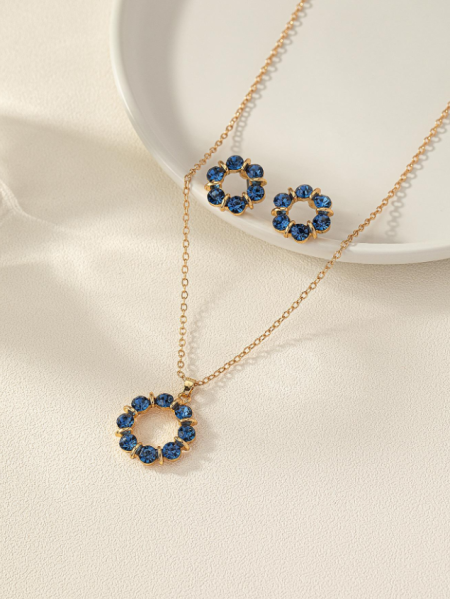 طقم مجوهرات بديكور حجر الراين 3 قطع